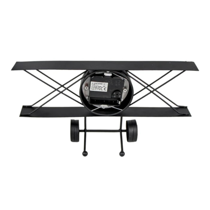 Relógio de Metal Mesa Avião Preto - 30cm - Madel Home