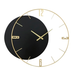 Relógio de Parede com Ponteiros Vazados Metal Dourado Preto