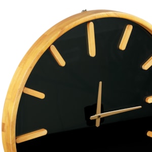 Relógio de Parede de Madeira Preto e Dourado