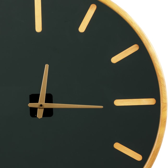 Relógio de Parede de Madeira Preto e Dourado - Madel Home