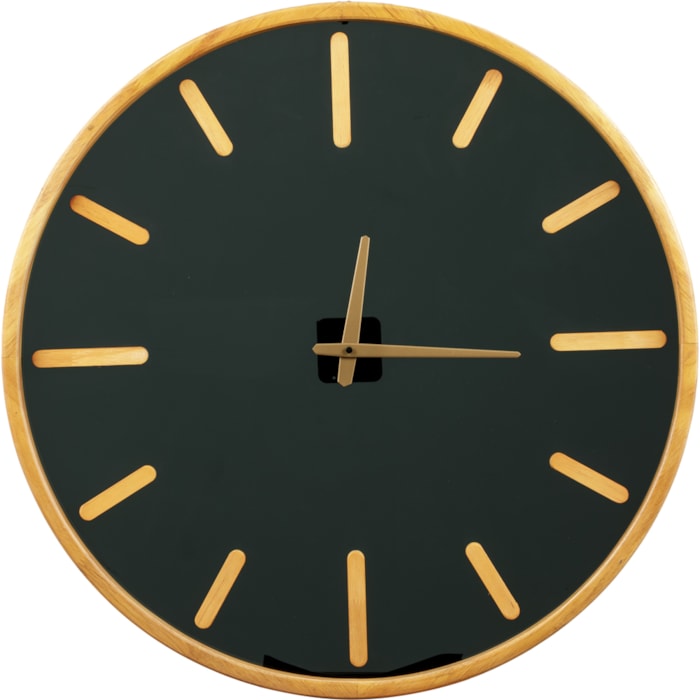 Relógio de Parede de Madeira Preto e Dourado - Madel Home