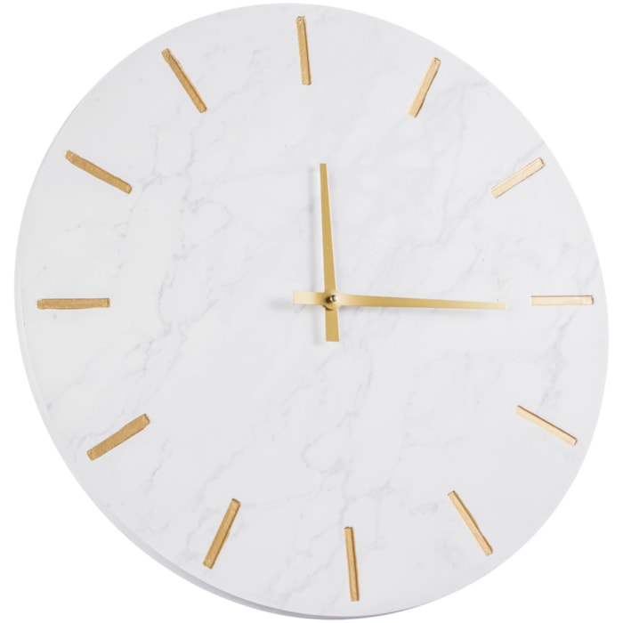 Relógio de Parede Metal Branco e Dourado - Madel Home