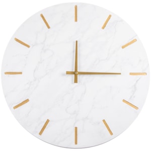 Relógio de Parede Metal Branco e Dourado