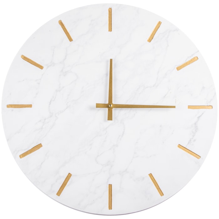 Relógio de Parede Metal Branco e Dourado - Madel Home