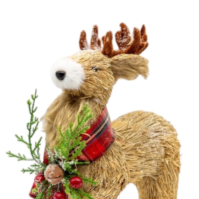 Rena de Natal Decorativa em Palinha Bege - 29cm - Madel Home