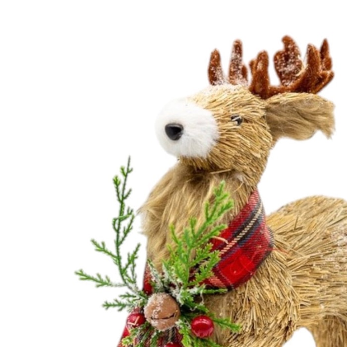 Rena de Natal Decorativa em Palinha Bege - 29cm - Madel Home