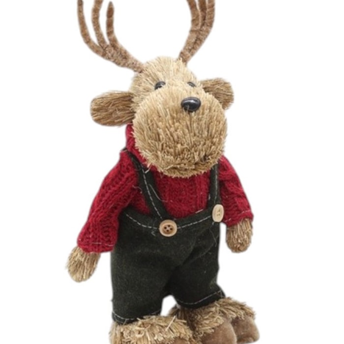 Rena de Natal Decorativa em Palinha Menino - 27cm - Madel Home