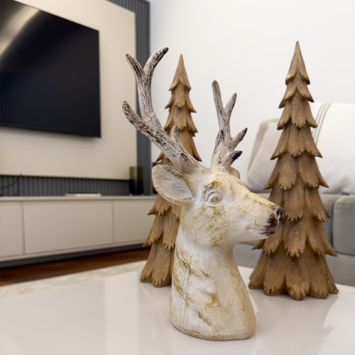 Rena de Natal Decorativa em Resina Marrom - 30cm - Madel Home