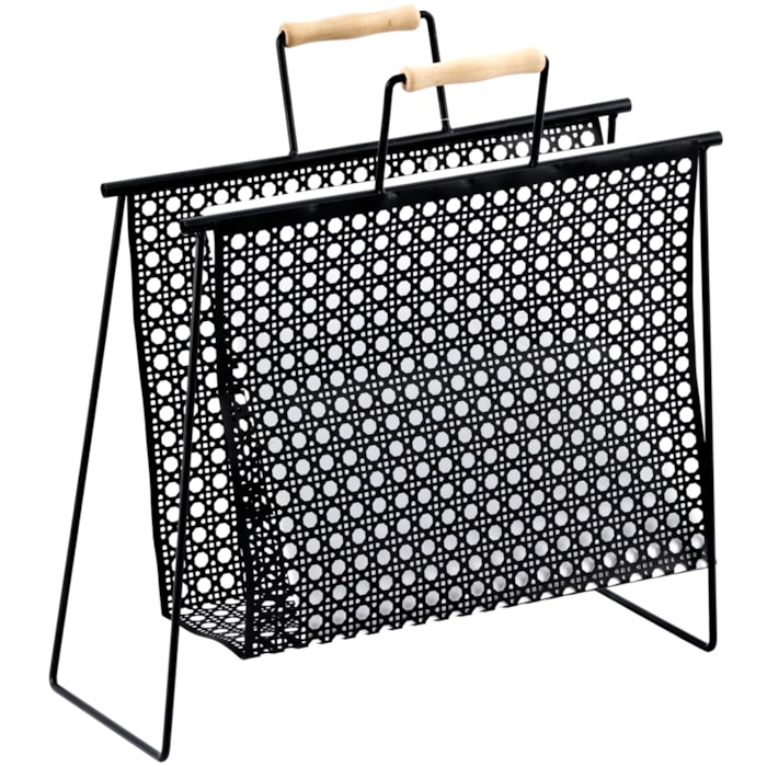 Revisteiro de Metal Desenho Treliça Preto - Madel Home