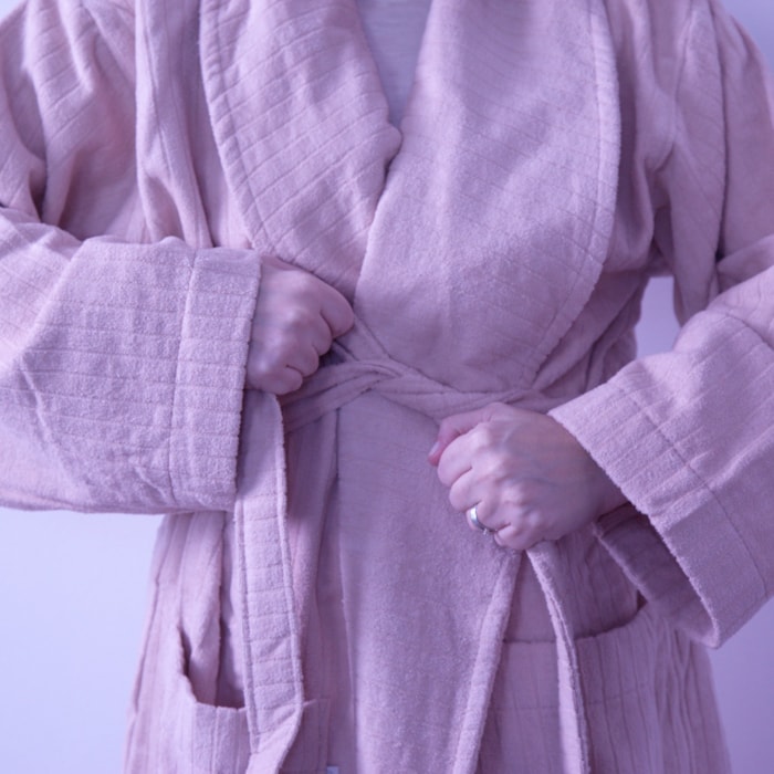 Roupão Stripes Tamanho G 100% Algodão Rosa Buddemeyer - Madel Home