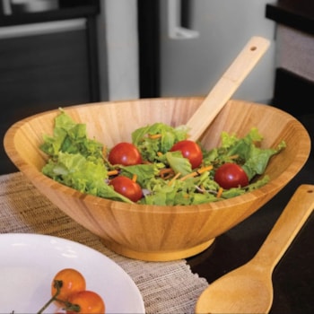 Saladeira Oval em Bambu Natural - 25cm