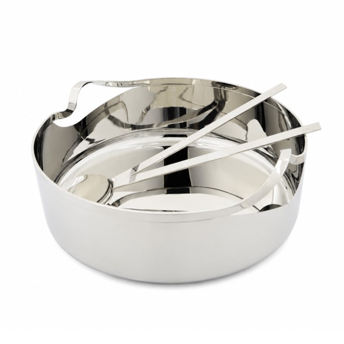 Saladeira Redonda com Pegador Ritz em Inox Riva - 26cm - Madel Home