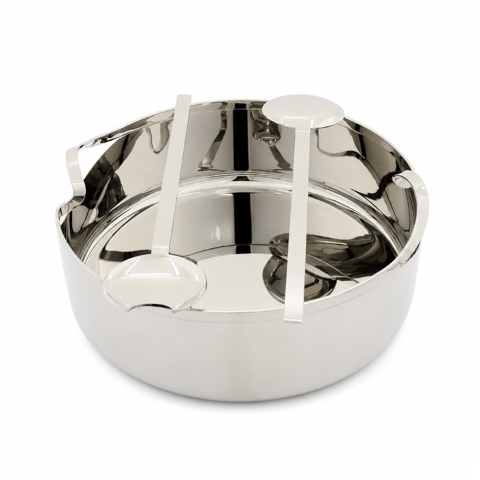 Saladeira Redonda com Pegador Ritz em Inox Riva - 26cm - Madel Home
