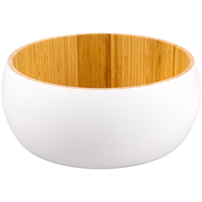 Saladeira Redonda em Bambu Branca - 30,5cm - Madel Home