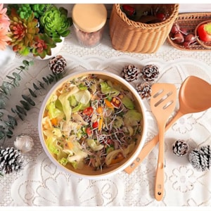 Saladeira Redonda em Bambu Branca - 30,5cm