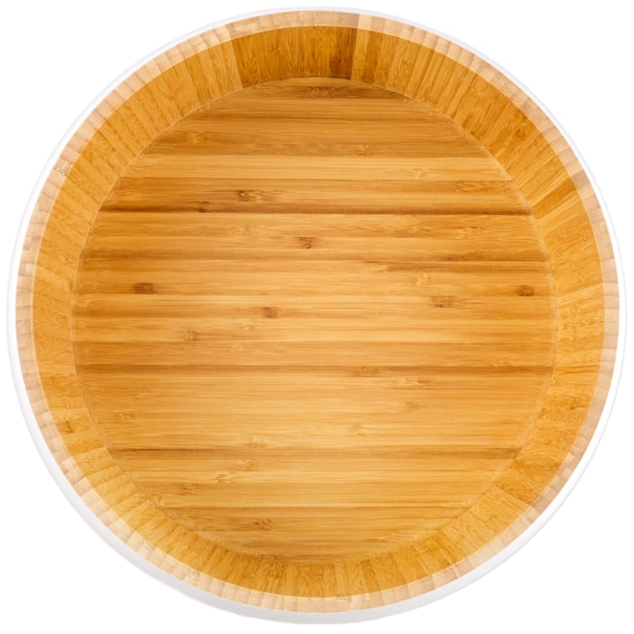 Saladeira Redonda em Bambu Branca - 30,5cm - Madel Home