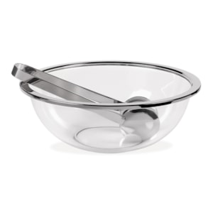 Saladeira Redonda em Inox com Pegador Prata Milan Riva- 29,5cm
