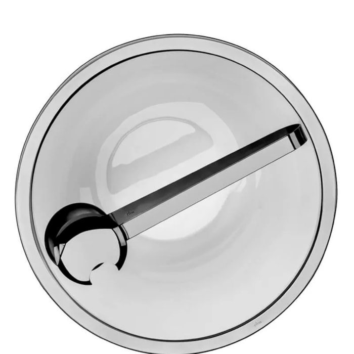 Saladeira Redonda em Inox com Pegador Prata Milan Riva- 29,5cm - Madel Home