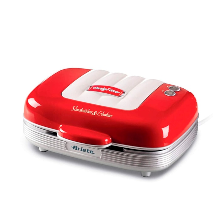 Sanduicheira 3 em 1 Retrô Party Time 700W Vermelho Ariete - 220V - Madel Home