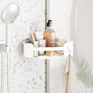 Suporte para Banheiro Canto Flex Adesivo Polipropileno Branco Umbra
