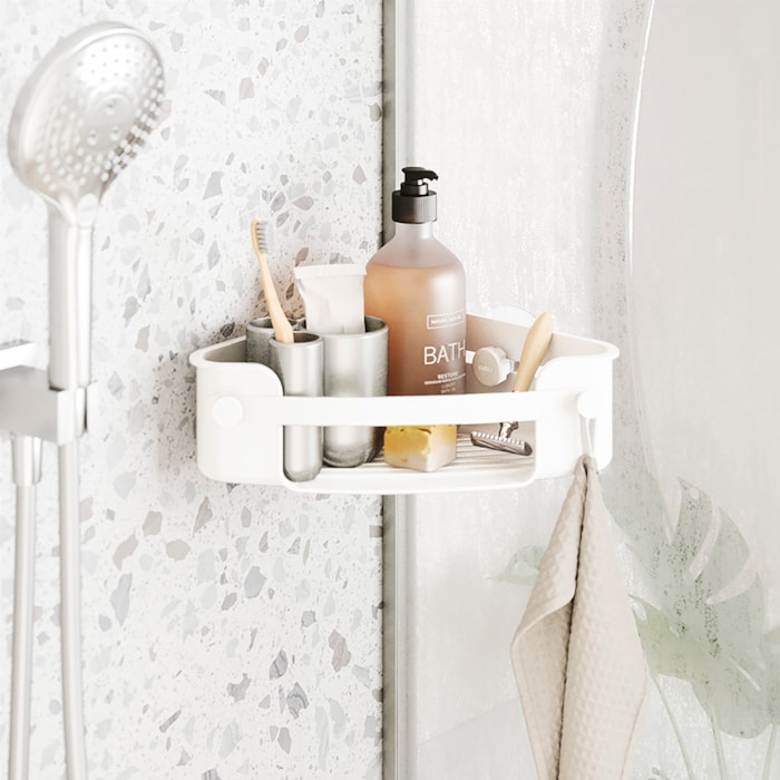 Suporte para Banheiro Canto Flex Adesivo Polipropileno Branco Umbra - Madel Home
