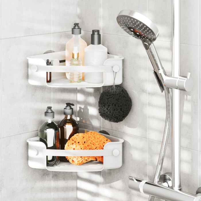 Suporte para Banheiro Canto Flex Adesivo Polipropileno Branco Umbra - Madel Home