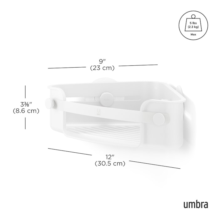 Suporte para Banheiro Canto Flex Adesivo Polipropileno Branco Umbra - Madel Home