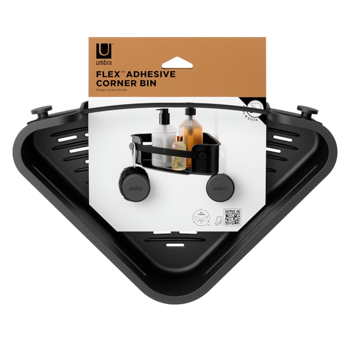 Suporte para Banheiro Canto Flex Adesivo Polipropileno Preto Umbra - Madel Home