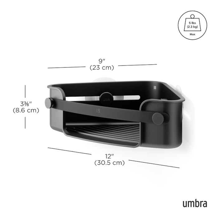 Suporte para Banheiro Canto Flex Adesivo Polipropileno Preto Umbra - Madel Home