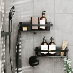 Suporte para Banheiro Flex Adhesive Preto Umbra