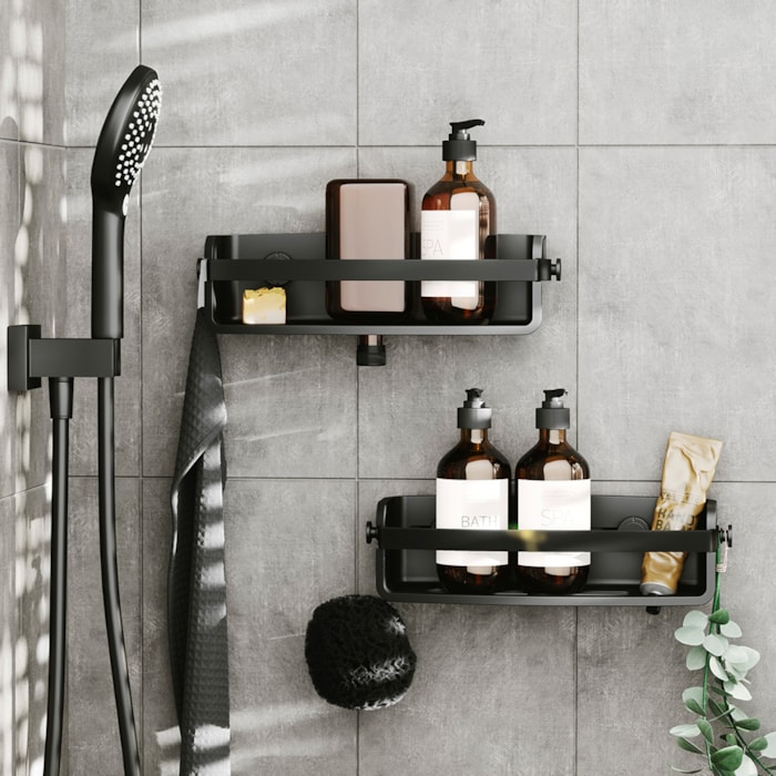 Suporte para Banheiro Flex Adhesive Preto Umbra - Madel Home