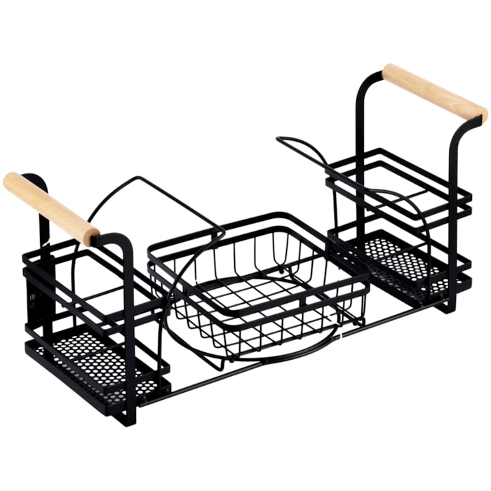 Suporte para Pratos e Talheres em Ferro e Madeira - Madel Home