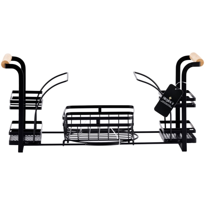 Suporte para Pratos e Talheres em Ferro e Madeira - Madel Home
