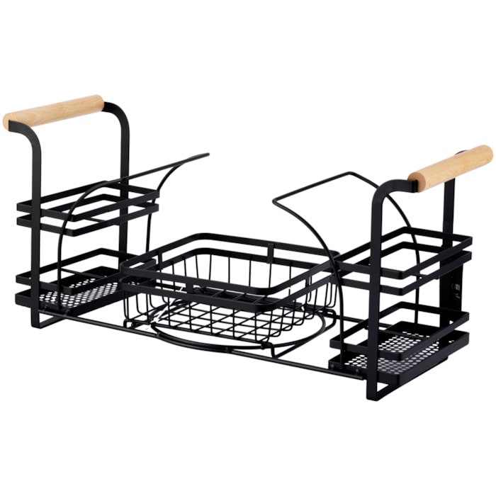 Suporte para Pratos e Talheres em Ferro e Madeira - Madel Home