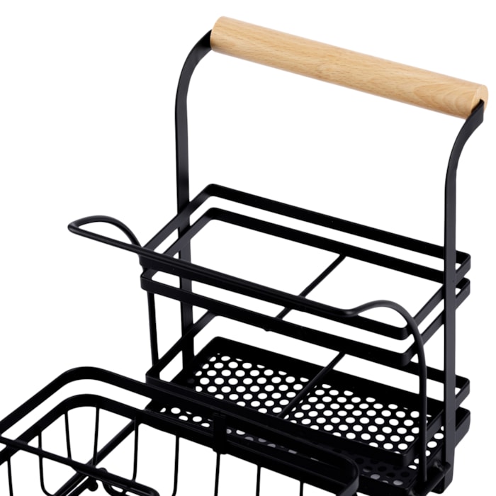 Suporte para Pratos e Talheres em Ferro e Madeira - Madel Home