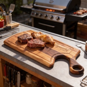 Tábua de Churrasco Retangular em Madeira Teca Laguiole La Tour - 45cm