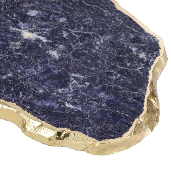 Tábua Orgânica de Servir em Pedra Preciosa Azul - 34cm - Madel Home