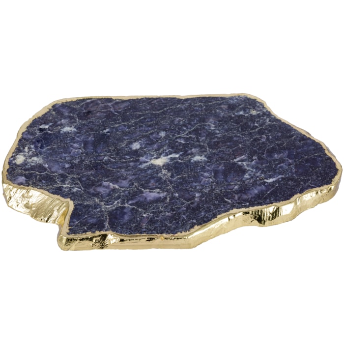 Tábua Orgânica de Servir em Pedra Preciosa Azul - 34cm - Madel Home