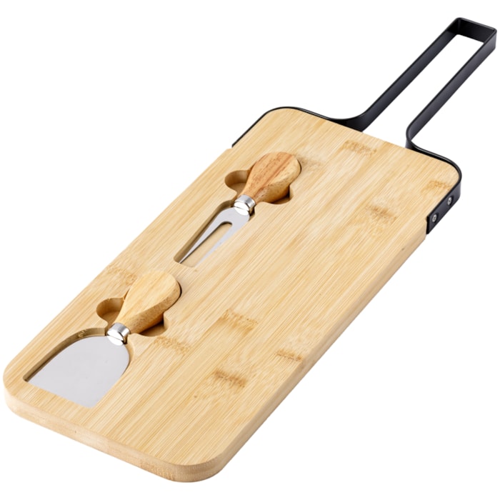 Tábua Retangular de Queijo com Facas em Bambu Natural - 3 Peças - Madel Home