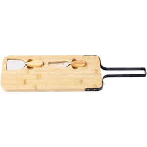 Tábua Retangular de Queijo com Facas em Bambu Natural - 3 Peças