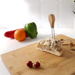 Tábua Retangular de Queijo com Facas em Bambu Natural - 4 Peças