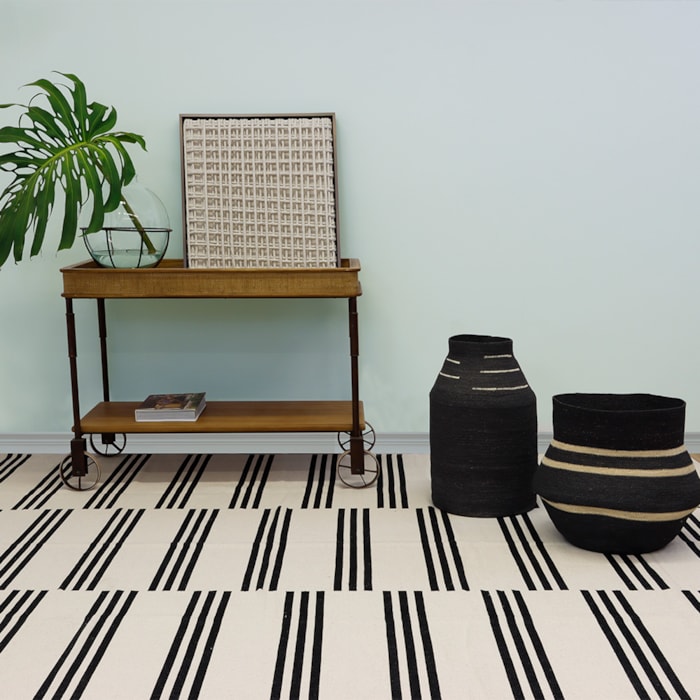 Tapete Portobello Algodão Reciclado (200X250) Preto - Madel Home