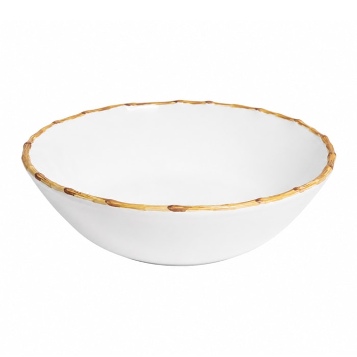 Tigela Grande Redonda em Cerâmica com Bambu 2,8mL - 27,5cm - Madel Home