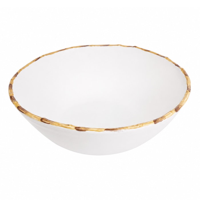 Tigela Grande Redonda em Cerâmica com Bambu 2,8mL - 27,5cm - Madel Home