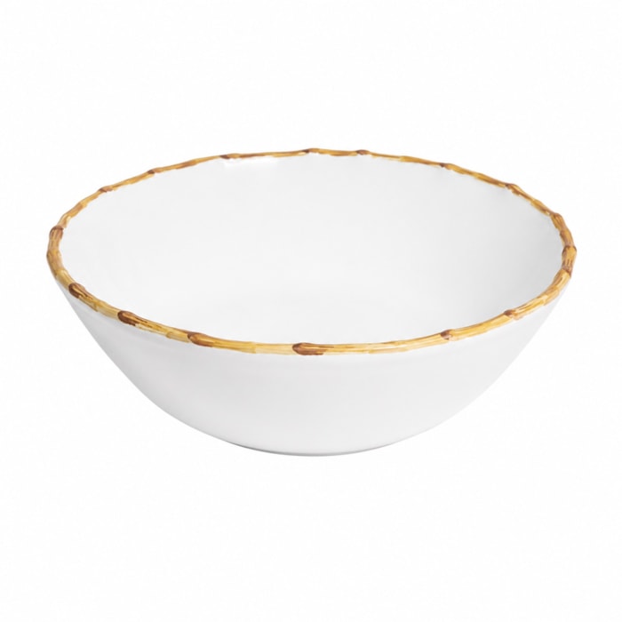 Tigela Média Redonda em Cerâmica com Bambu 1,5mL - 22cm - Madel Home