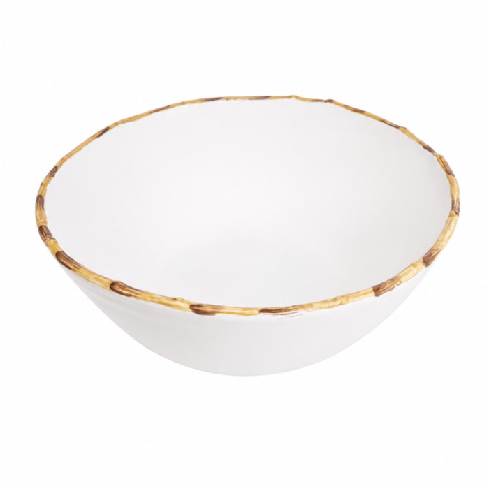 Tigela Média Redonda em Cerâmica com Bambu 1,5mL - 22cm - Madel Home