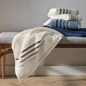 Toalha Banhão Fio Penteado Algodão Branco/Azul Lumina Karsten