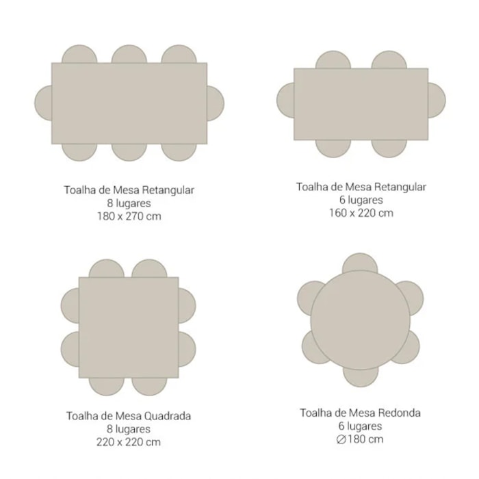 Toalha de Mesa Retangular 100% Algodão Fendi 8 Lugares Varkala - 180x270m - Madel Home