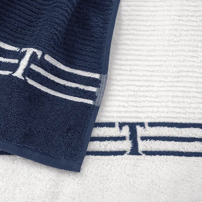 Toalha de Praia 100% Algodão Isola Branco/Marino Trussardi - Madel Home