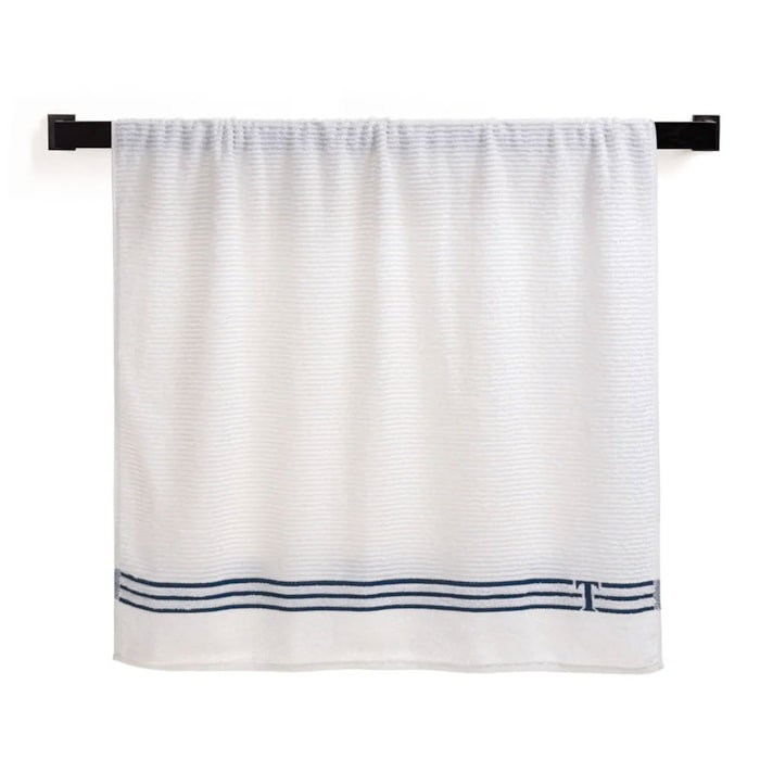 Toalha de Praia 100% Algodão Isola Branco/Marino Trussardi - Madel Home
